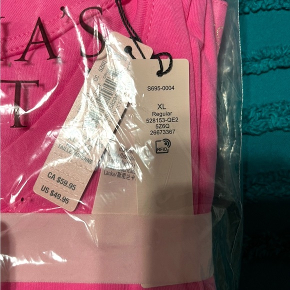 BNWT 🩷🖤VICTORIA’S SECRET FLANNEL LONG TEE-JAMA SIZE XLR - Picture 4 of 4